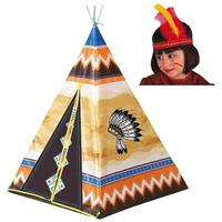 Speelgoed indianen wigwam tipi tent 130 cm inclusief indianentooi -