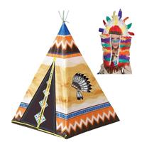 Speelgoed indianen wigwam tipi tent 130 cm inclusief indianentooi -