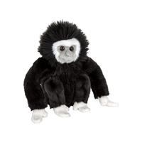 Nature Planet Pluche zwarte Gibbon aap knuffel van 18 cm -