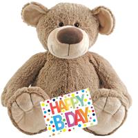 Happy Horse Pluche knuffel  knuffelbeer 70 cm met Happy Birthday wenskaart -