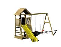 Wendi Toys Houten Speeltoren Giraffe met Glijbaan, Klimwand, 2 Schommels & Picknicktafel