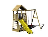 Wendi Toys Houten Speeltoren Pelikaan| met glijbaan, klimwand, schommel en tafel