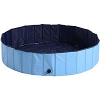 PawHut Hundepool Planschbecken Schwimmbecken Schwimmbad Hundebad PVC+Holz Blau Ø140 x H30 cm - blau - 