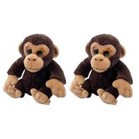 Set van 2x stuks pluche Chimpansee kindjes aap knuffeldier van 13 cm -