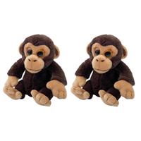 Nature Plush Planet Set van 2x stuks pluche Chimpansee kindjes aap knuffeldier van 13 cm -