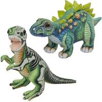 Speelgoed set van 2x pluche dino knuffels T-Rex en Stegosaurus van 30 cm -