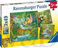 Ravensburger In Het Oerwoud Puzzel (3x49 stukjes)