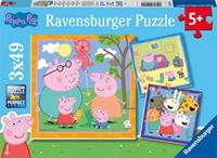 Ravensburger Verlag Ravensburger Kinderpuzzle 05579 - Peppas Familie und Freunde - 3x49 Teile Peppa Pig Puzzle für Kinder ab 5 Jahren