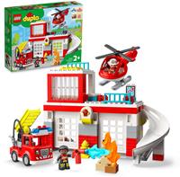LEGO Konstruktionsspielsteine Feuerwehrwache mit Hubschrauber (10970), LEGO DUPLO, (117 St.), mit Sirenen und Licht; Made in Europe