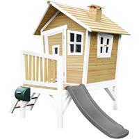AXI Spielhaus Robin mit grauer Rutsche | Stelzenhaus in Braun & WeiÃŸ aus FSC Holz fÃ¼r Kinder | Spielturm fÃ¼r den Garten - Braun