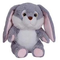 Pluche speelgoed knuffeldier Grijs konijn met flaporen van 24 cm -