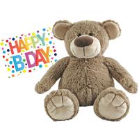 Happy Horse Pluche knuffel  knuffelbeer 55 cm met Happy Birthday wenskaart -