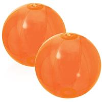 Trendoz 2x stuks opblaasbare strandballen Beach fun plastic oranje 28 cm -