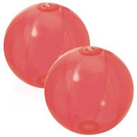 Trendoz 2x stuks opblaasbare strandballen Beach fun plastic rood 28 cm -