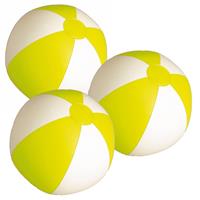 Trendoz 10x stuks opblaasbare zwembad strandballen plastic geel/wit 28 cm -