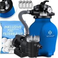 KESSER Sandfilteranlage Sandfilter + 700g Filterbälle ersetzen 25kg Filtersand 7-Wege Ventil mit Druckanzeige Poolfilter 10 m³/h Filteranlage Filterkessel