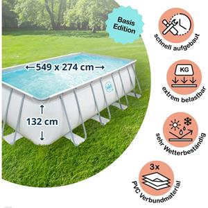 Summer Waves Elite Frame Pool hellgrau rechteckig 549 x 274 x 132 cm solo (3000158) - Polygroup