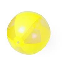 Opblaasbare strandbal plastic geel 28 cm -