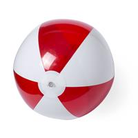 Trendoz Opblaasbare strandbal plastic rood/wit 28 cm -