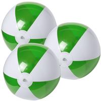 Trendoz 6x stuks opblaasbare strandballen plastic groen/wit 28 cm -