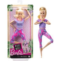 Mattel Barbie Made to Move Puppe (blond) im lila Yoga Outfit
