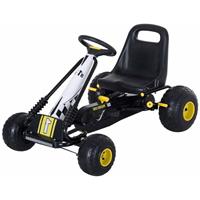 HOMCOM Go Kart Tretauto Tretfahrzeug mit Handbremse ab 3 Jahre Kinder Schwarz 95 x 66,5 x 57cm