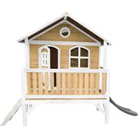 AXI Spielhaus Stef mit grauer Rutsche | Stelzenhaus in Braun & Weiß aus FSC Holz für Kinder | Spielturm für den Garten - Braun - 