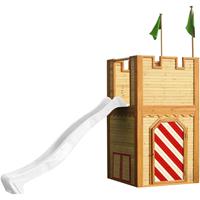 AXI Spielhaus Arthur mit weißer Rutsche | Spielschloss aus FSC Holz für Kinder | Spielturm für den Garten - Braun - 
