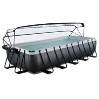 EXIT TOYS EXIT Black Leather Pool 540x250x100cm mit Sandfilterpumpe und Abdeckung und Wärmepumpe - schwarz