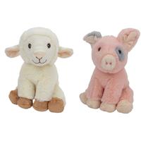 Nature Planet Pluche boerderijdieren knuffels Schaap en Varken van 23 cm -