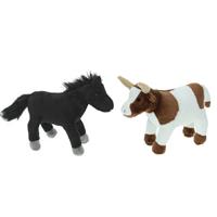 Cornelissen Pluche knuffel boerderijdieren set Koe en Paard van 23 cm -