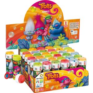 Trolls 6x /trollen bellenblaas flesjes met bal spelletje in dop 60 ml voor kinderen