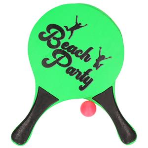 Groene beachball set buitenspeelgoed - Houten beachballset - Rackets/batjes en bal - Tennis ballenspel