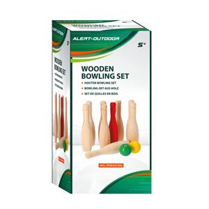 Alert Bowling Set Outdoor Hout  Met Handig Opbergnet