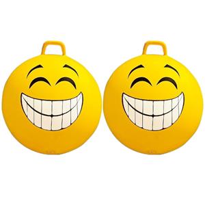 Summertime 2x stuks gele skippybal smiley voor kinderen