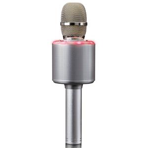LENCO BMC-085SI - Karaoke microfoon met Bluetooth, speaker en verlichting - zilver