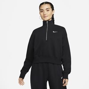 Nike Sportswear Phoenix Fleece Kort oversized sweatshirt met halflange rits voor dames - Zwart