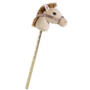Merkloos Pluche stokpaardje - beige - 70 cm - speelgoed dieren voor kinderen