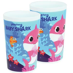Baby Shark 2x stuks kunststof drinkbeker  220 ml - Onbreekbare kinder bekers