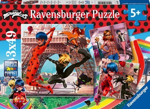 Ravensburger Verlag Ravensburger Kinderpuzzle 05189 - Unsere Helden Ladybug und Cat Noir - 3x49 Teile Miraculous Puzzle für Kinder ab 5 Jahr
