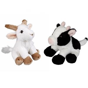 Ravensden Boerderij dieren zachte pluche knuffels 2x stuks - Geit en Koe van 15 cm -