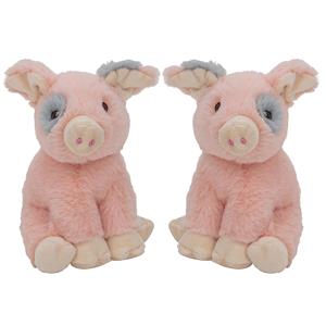 Nature Planet Multipak van 2x stuks pluche dieren knuffels Varkens/biggetjes van 18 cm -