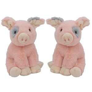 Nature Planet Multipak van 2x stuks pluche dieren knuffels Varkens/biggetjes van 18 cm -