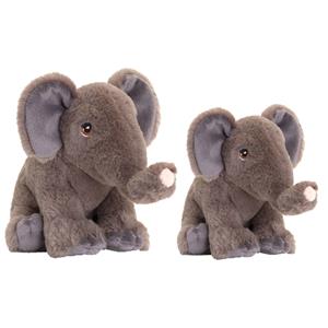 Keel Toys Pluche knuffel dieren set 2x olifanten 18 en 25 cm -