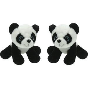 Cornelissen Set van 2x stuks pluche knuffel dieren Panda beer van 25 cm -