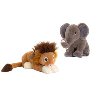 Keel Toys Pluche knuffel dieren vriendjes set leeuw en olifant 25 cm -