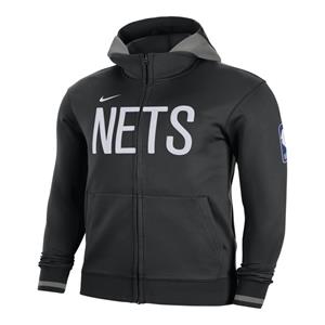 Brooklyn Nets Showtime  NBA-hoodie met rits en Dri-FIT voor heren - Zwart