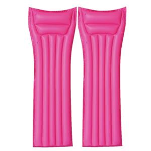 BSTW Set van 2x stuks bestway basic opblaabaar luchtbed roze 183 cm volwassenen -