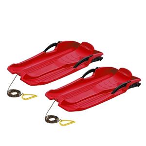 Prosperplast set van 2x stuks kinder winter Slee Hornet 80cm met Rem Rood -