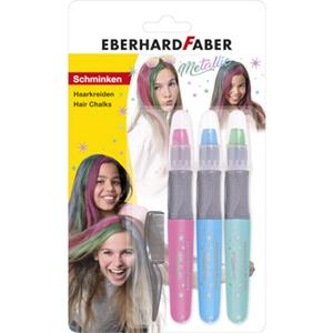 Eberhard Faber Haarkrijt  metallic kleuren 3st. Ass. (roze,blauw,groen)